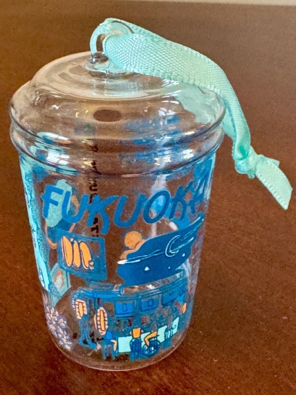 Fukuoka Japan Starbucks Holiday Christmas Ornament 2022, 3" Glass Cup